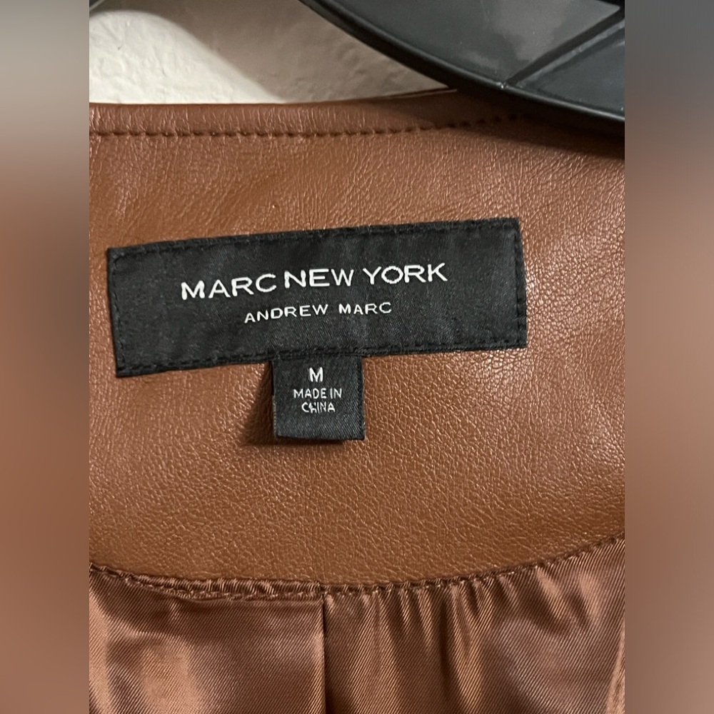 Marc New York Brown Faux Leather Sleeveless Trench Vest - Picture 2 of 9